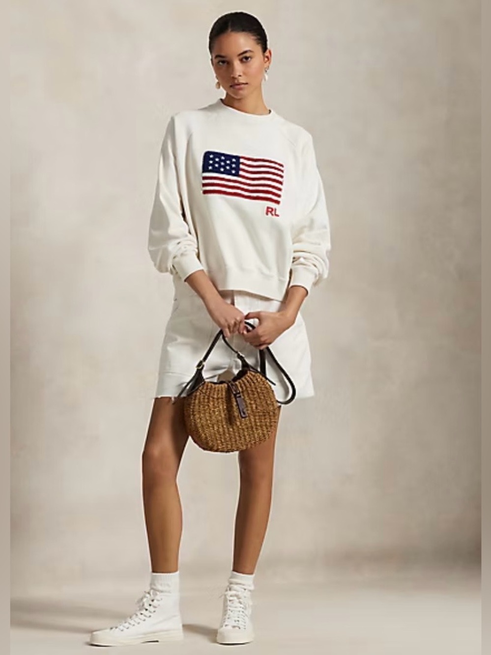 Polo Ralph Lauren Logo Flag French Terry Crewneck Sweatshirt